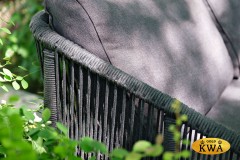 &quot;Канны&quot; диван 2-местный плетеный из роупа, каркас алюминий темно-серый (RAL7024) шагрень, роуп темно-серый круглый, ткань темно-серая