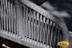 &quot;Канны&quot; диван 2-местный плетеный из роупа, каркас алюминий темно-серый (RAL7024) шагрень, роуп темно-серый круглый, ткань темно-серая