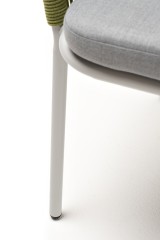 &quot;Марсель&quot; стул плетеный из роупа, каркас алюминий светло-серый (RAL7035) шагрень, роуп салатовый меланж круглый, ткань светло-серая