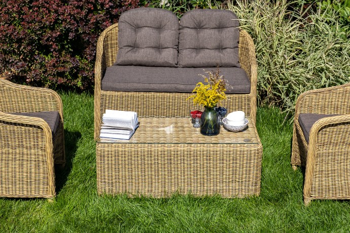 "Равенна" диван двухместный плетенный из ротанга, цвет соломенный