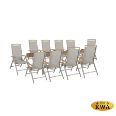 Lyon-Andy 280B+10R Комплект обеденной мебели бежевый/натуральный, алюминий/тик