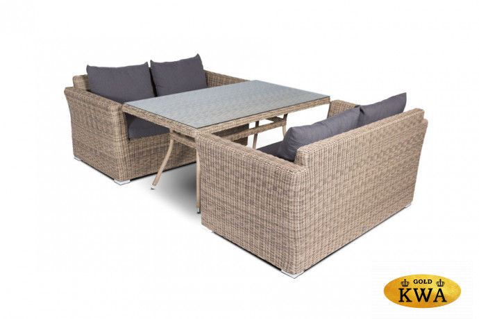 Мокко обеденная группа плетеная из ротанга, цвет соломенный