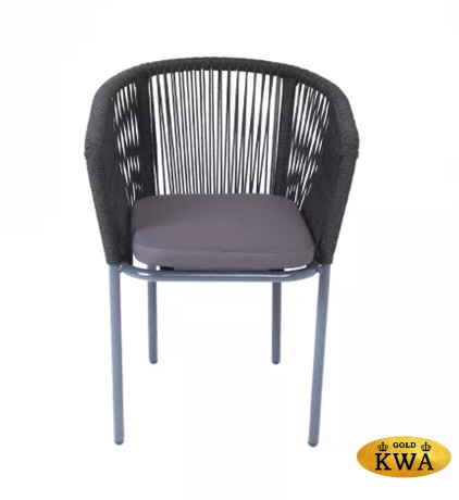 "Марсель" плетеный стул из роупа (веревки), каркас темно-серый, цвет темно-серый