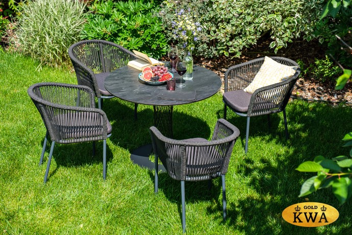 "Марсель" плетеный стул из роупа (веревки), каркас темно-серый, цвет темно-серый