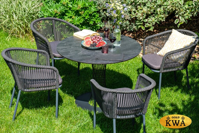 "Марсель" плетеный стул из роупа (веревки), каркас темно-серый, цвет темно-серый