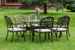Обеденный комплект из литого алюминия WILHELM на 6 персон (прямоугольный стол)