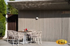 &quot;Марсель&quot; стул плетеный из роупа, каркас алюминий белый шагрень, роуп бежевый круглый, ткань бежевая