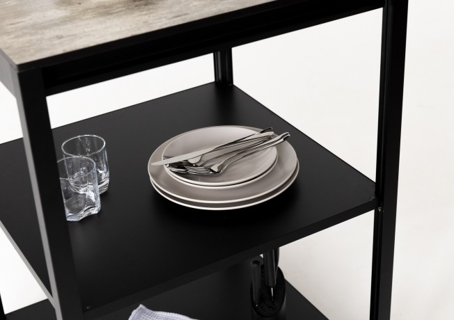 Cтол разделочный Lounge B-07, 60 см, черный/серый каспий