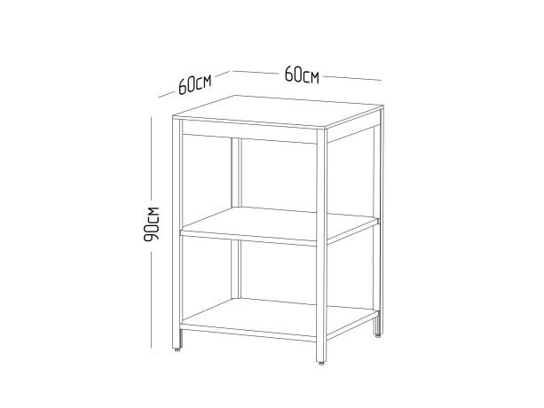 Cтол разделочный Lounge B-07, 60 см, черный/серый каспий