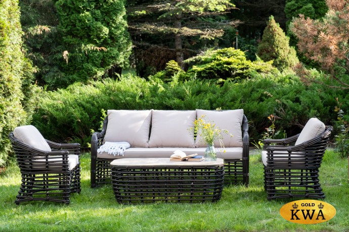 "Ницца" лаунж-зона из искусственного ротанга, цвет серый