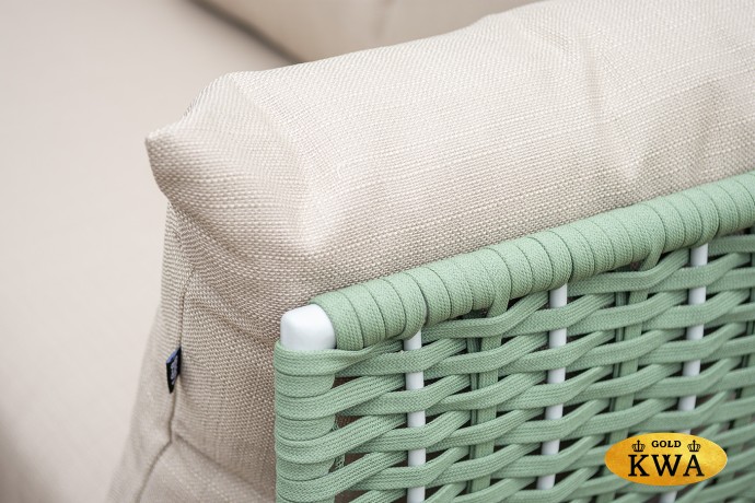 "Фиджи" лаунж-зона 5-местная плетеная из роупа (веревки), каркас алюминиевый светло-серый, роуп зеленый (4204)