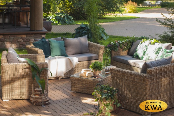 "Капучино Дабл" лаунж-зона из искусственного ротанга, цвет соломенный