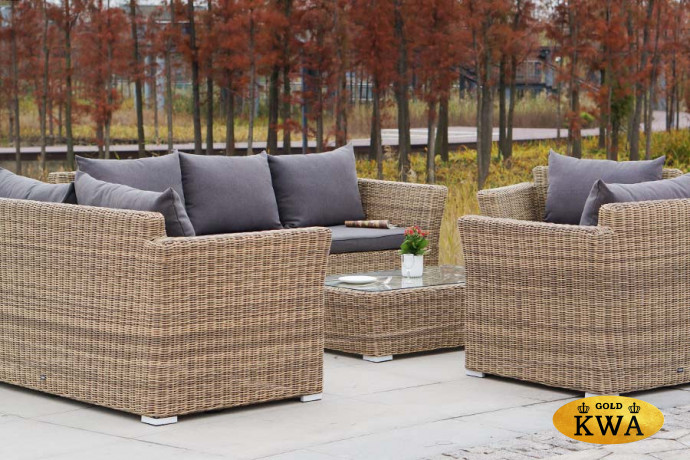 "Капучино Дабл" лаунж-зона из искусственного ротанга, цвет соломенный