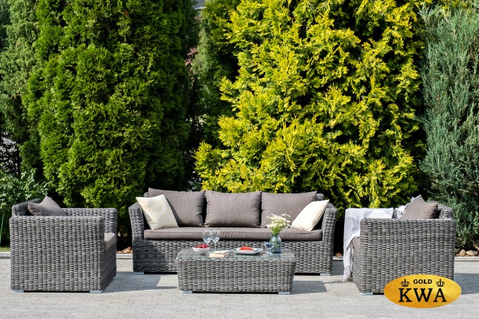 "Капучино Максимал" лаунж-зона из искусственного ротанга (гиацинт), цвет графит