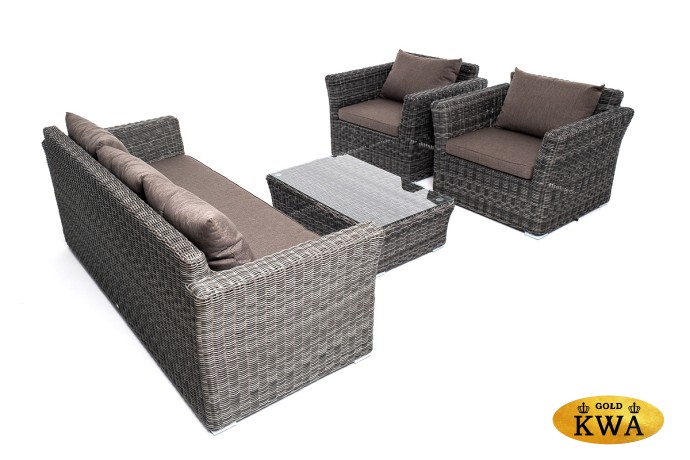 "Капучино Максимал" лаунж-зона из искусственного ротанга (гиацинт), цвет графит