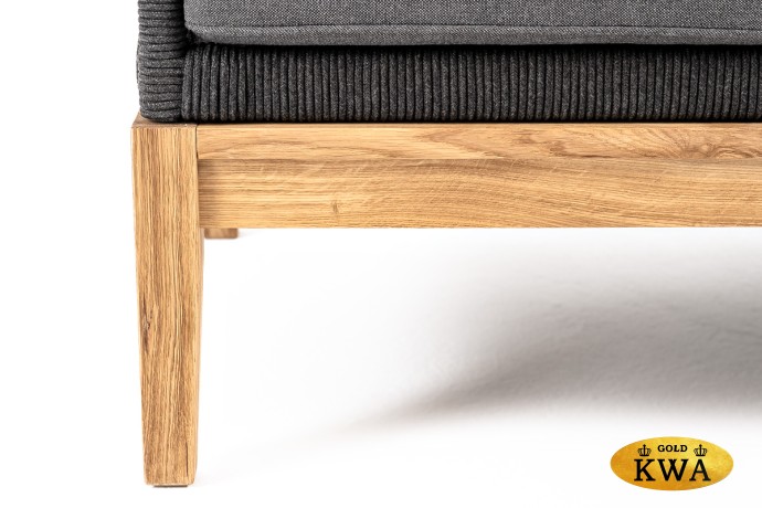 "Канны" диван 3-местный плетеный из роупа, основание дуб, роуп темно-серый круглый, ткань темно-серая 027