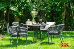 "Диего" обеденный стол из HPL круглый Ø120см, цвет "серый гранит"