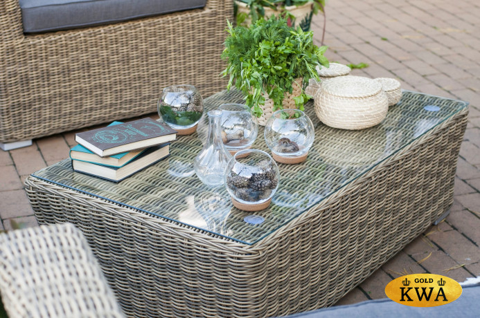 "Капучино" журнальный столик из искусственного ротанга, цвет соломенный