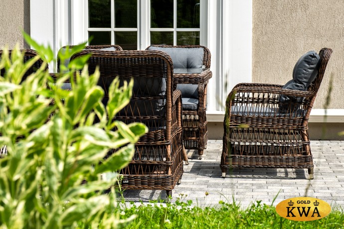 "Цесена" обеденная группа плетеная из искусственного ротанга, цвет коричневый