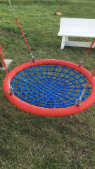 Качели "Гнездо" 100 -120 см с толстым ободом и толстой сеткой на цепях и подшипниках