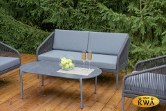 &quot;Канны&quot; лаунж-зона 4-местная из роупа со столиком &quot;Диего&quot; цвета &quot;серый гранит&quot;, роуп темно-серый круглый, ткань темно-серая