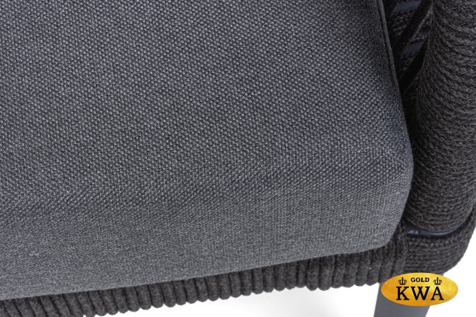 "Канны" лаунж-зона 4-местная из роупа со столиком "Диего" цвета "серый гранит", роуп темно-серый круглый, ткань темно-серая