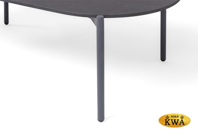 "Канны" лаунж-зона 4-местная из роупа со столиком "Диего" цвета "серый гранит", роуп темно-серый круглый, ткань темно-серая