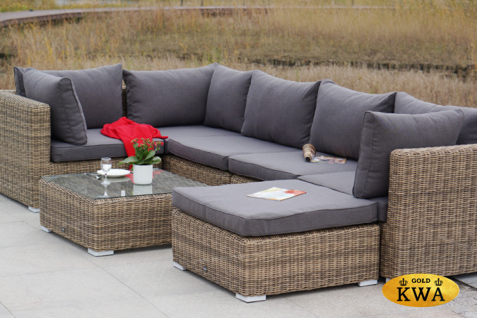 "Лунго" трансформирующаяся лаунж-зона из искусственного ротанга, цвет соломенный