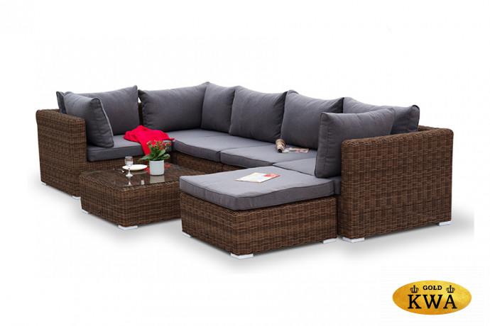 "Лунго" трансформирующаяся лаунж-зона из искусственного ротанга, цвет соломенный