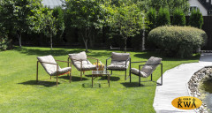 Лион столик кофейный стеклянный, каркас из алюминия