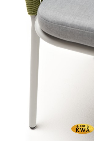 "Марсель" стул плетеный из роупа, каркас алюминий светло-серый (RAL7035) муар, роуп салатовый меланж круглый, ткань светло-серая