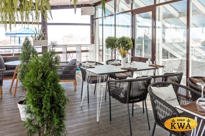 "Марсель" стул плетеный из роупа, каркас алюминий темно-серый (RAL7024) шагрень, роуп темно-серый круглый, ткань темно-серая