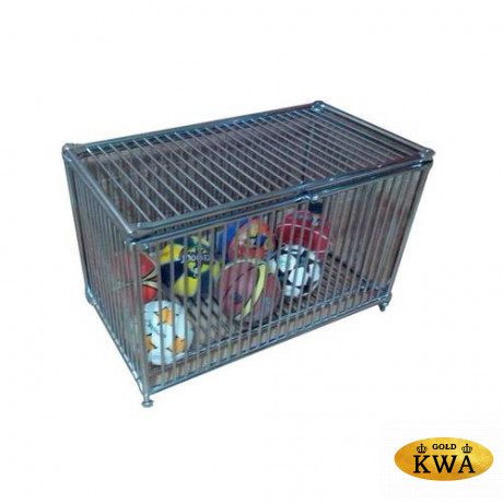 Корзина для мячей, мелкая решетка, на колесиках, закрытая