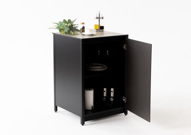 Шкаф напольный Lounge D-08, 60 см, черный/серый каспий