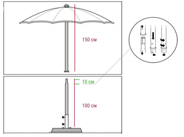 Зонт пляжный профессиональный Ø2.4 м