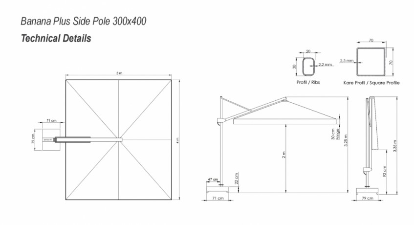 Зонт профессиональный 3х4 м