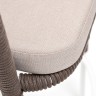 "Марсель" стул барный плетеный из роупа, каркас из стали белый, роуп коричневый круглый, ткань бежевая