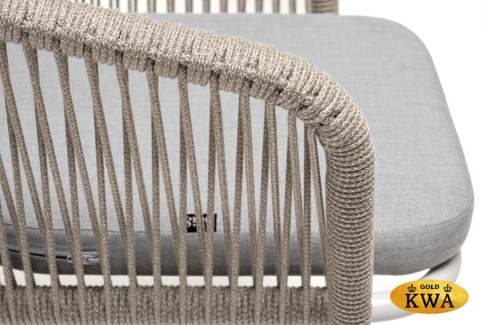 "Марсель" стул плетеный из роупа, каркас алюминий светло-серый (RAL7035) шагрень, роуп серый меланж круглый, ткань светло-серая