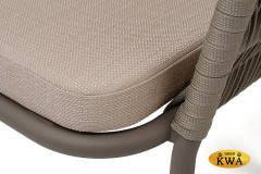 &quot;Бордо&quot; стул плетеный из роупа (колос), каркас алюминий бежево-серый (RAL7006) муар, роуп серо-коричневый 23мм, ткань Mossle бежевая