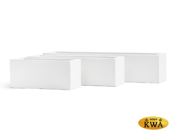 Кашпо TREEZ ERGO Just Узкий низкий прямоугольник Белый камень д-60 см, в-17, ш-17 см