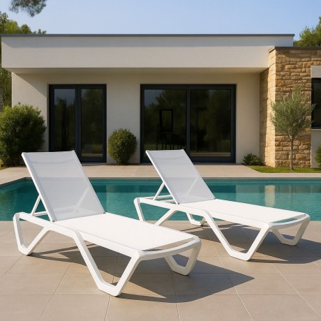 Комплект алюминиевых шезлонгов ENZO в белом цвете
