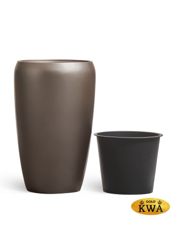 Кашпо TREEZ Effectory Metal Высокий округлый конус Лаковое тёмное серебро д-43 см, в-68 см