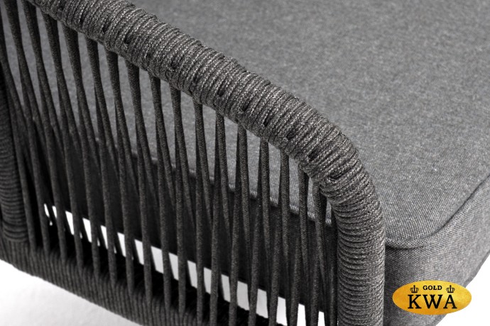 "Канны" правый модуль плетеный из роупа, каркас алюминий темно-серый (RAL7024) муар, роуп темно-серый круглый, ткань темно-серая 027