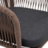 "Марсель" стул барный плетеный из роупа, каркас из стали коричневый (RAL8016) муар, роуп коричневый круглый, ткань темно-серая