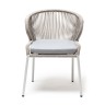 "Милан" стул плетеный из роупа, каркас алюминий светло-серый (RAL7035) шагрень, роуп серый меланж круглый, ткань светло-серая