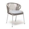 "Милан" стул плетеный из роупа, каркас алюминий светло-серый (RAL7035) шагрень, роуп серый меланж круглый, ткань светло-серая