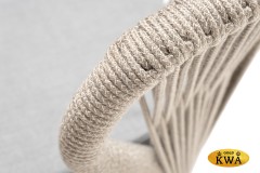 &quot;Милан&quot; стул плетеный из роупа, каркас алюминий светло-серый (RAL7035) шагрень, роуп серый меланж круглый, ткань светло-серая