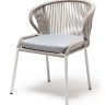 "Милан" стул плетеный из роупа, каркас алюминий светло-серый (RAL7035) шагрень, роуп серый меланж круглый, ткань светло-серая
