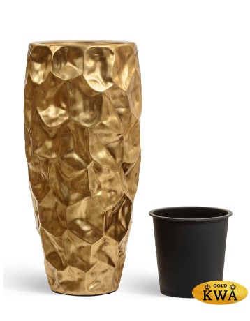 Кашпо TREEZ Effectory Metal Высокий округлый конус Design Crumple Сусальное золото д-42, в-90 см 1/1