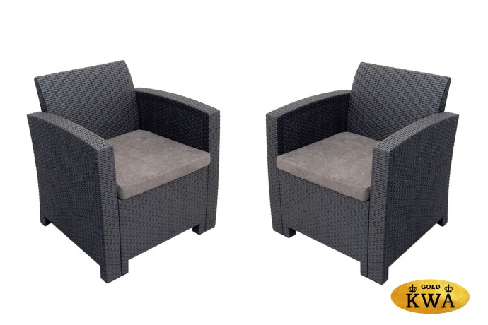 Кресло (2шт.) b:rattan Arizona, антрацит (2 подушки)